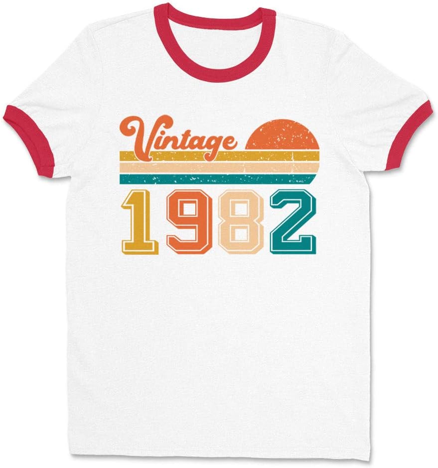 Vintage 1982 Ringer Tee Shirt Unisex - White\/Red