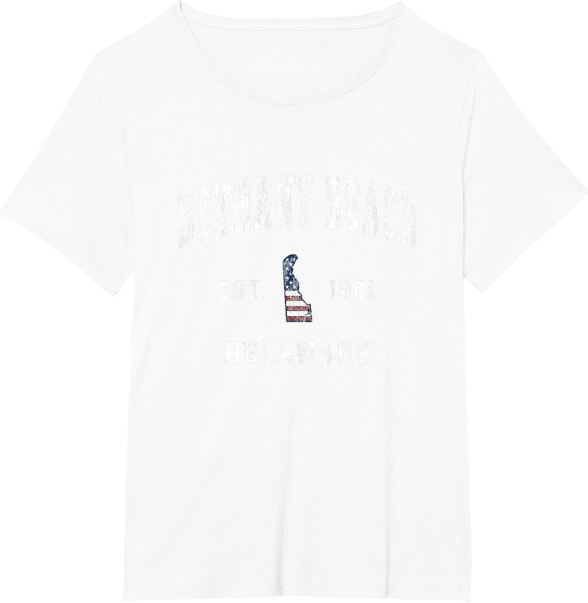 Bethany Beach Delaware DE Vintage American Flag Design T-Shirt - White