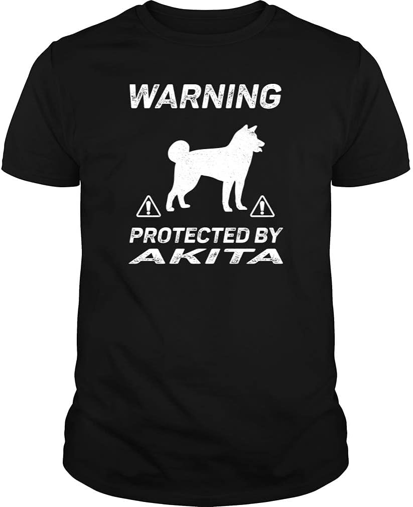 Warning Protected by Akita Tshirt - Unisex Tee - Black