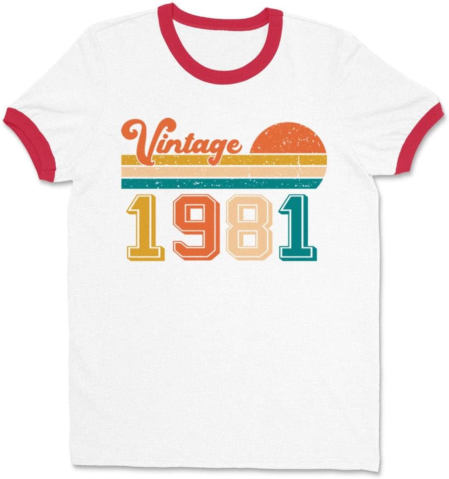 Vintage 1981 Ringer Tee Shirt Unisex - White\/Red