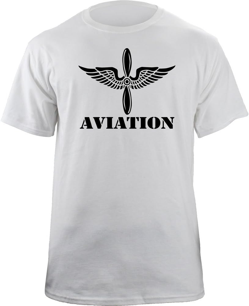 Army Aviation Branch Insignia Winged Propeller Veteran Graphic T-Shirt - White