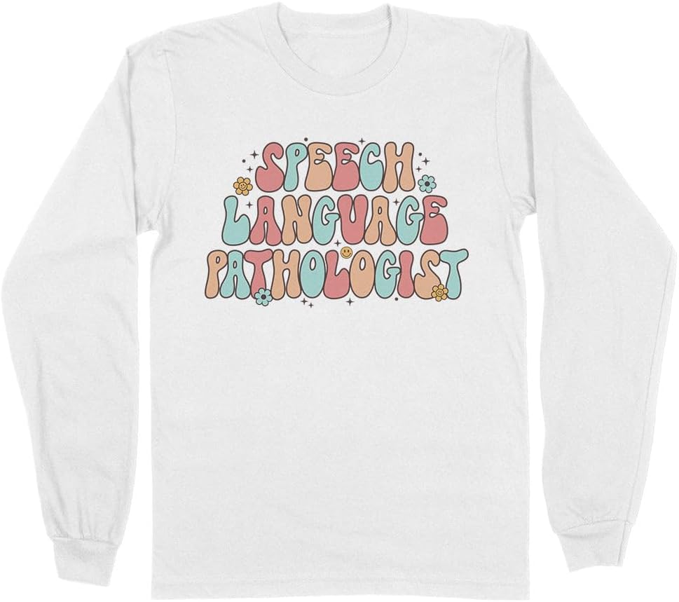 Retro Speech Language Pathologist Long Sleeve Shirt Unisex - White