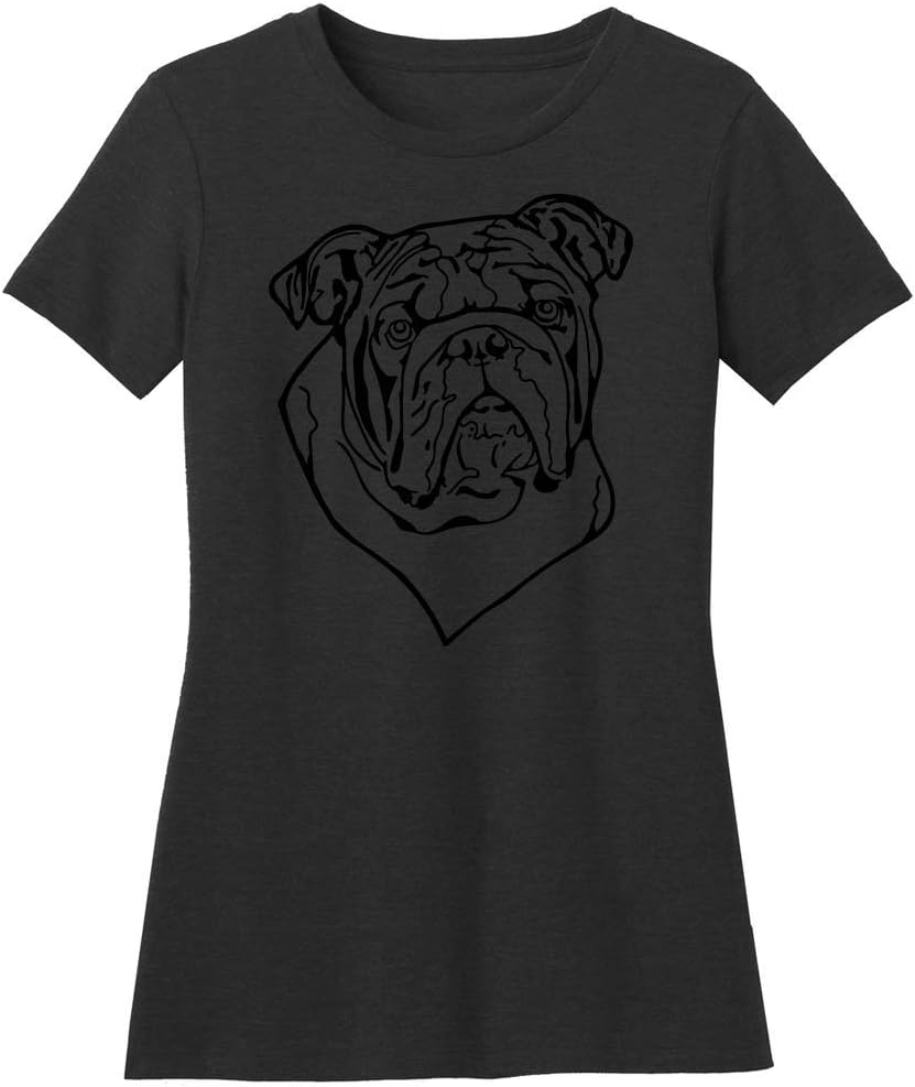Dogline Womens English Bulldog Dog Lovers Graphic Tee Shirt - Black