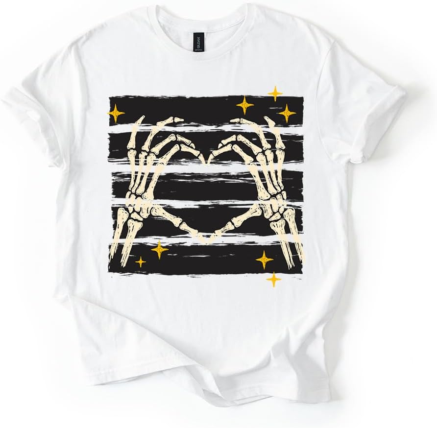 Skeleton Retro Halloween Graphic Tee - White