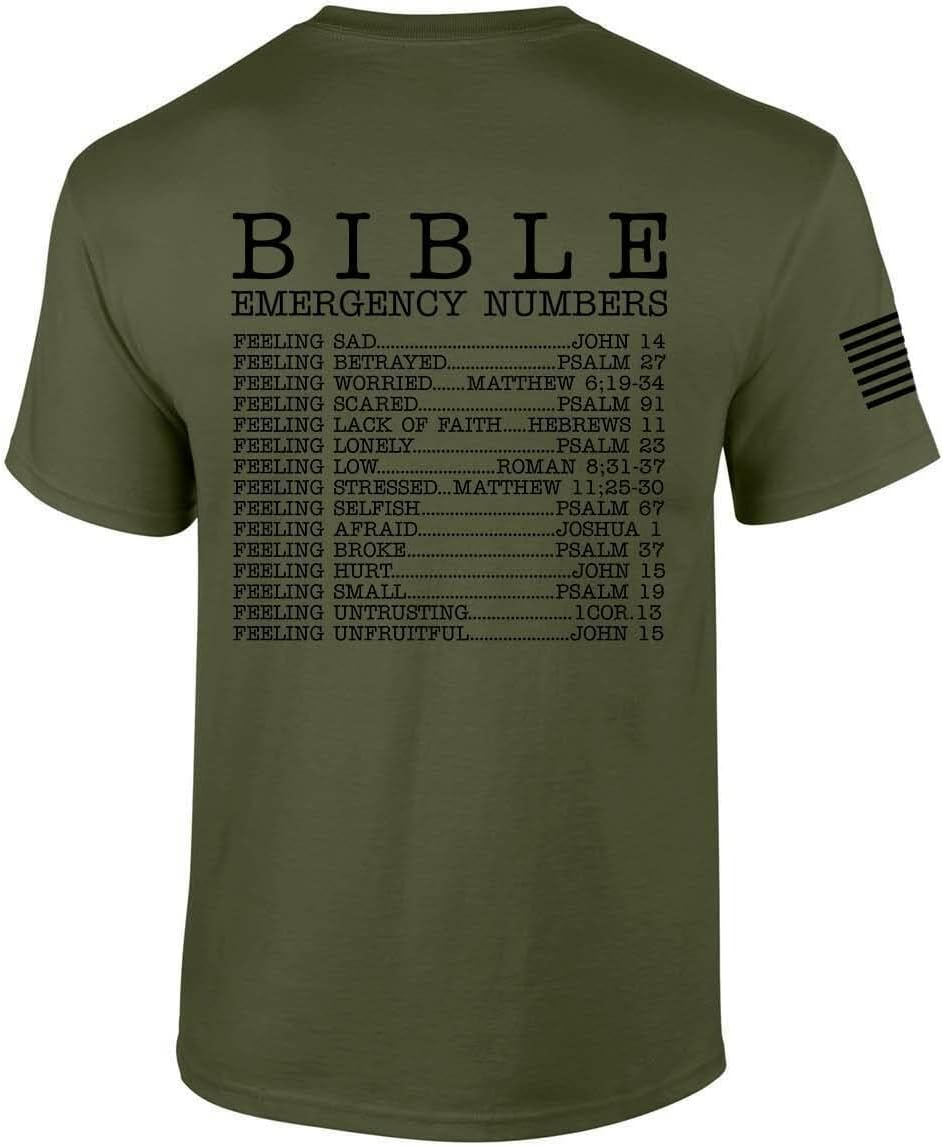 Trenz Shirt Co. Bible Emergency Numbers Tee - Military
