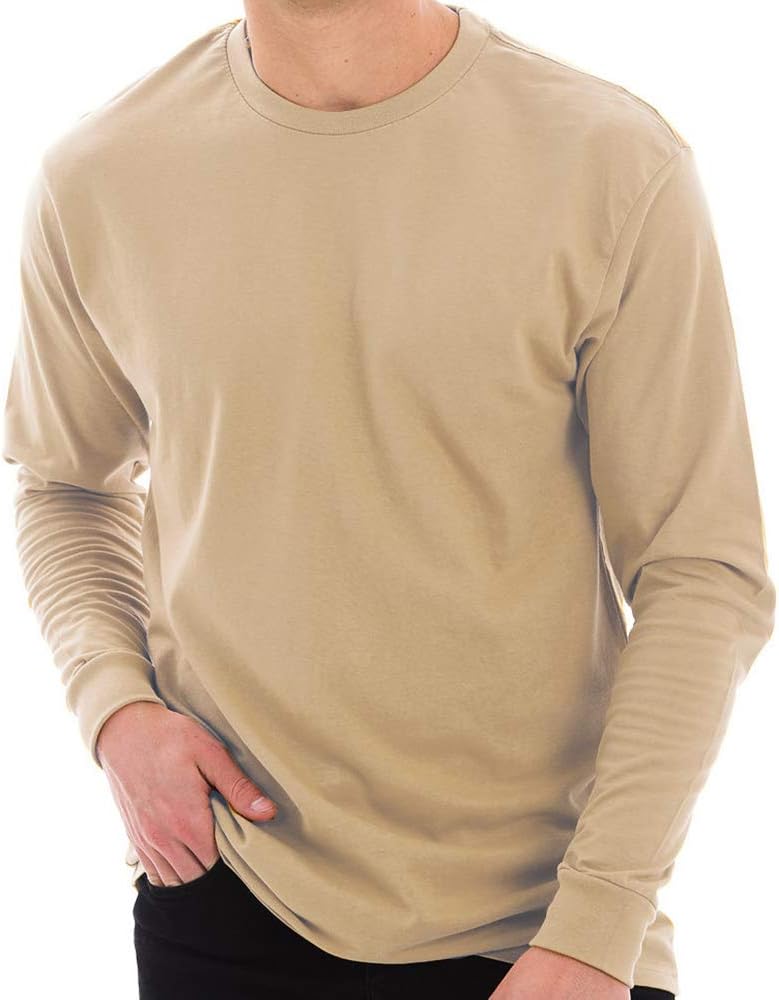 Lane Seven Unisex Ring Spun Cotton Premium Long Sleeve T-Shirt - Mushroom L - As Pictured