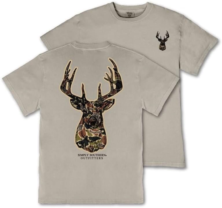 Simply Southern Deer - Camo - Hunting - Adult Men's T-Shirt - Standard Mineral Wash - Birch