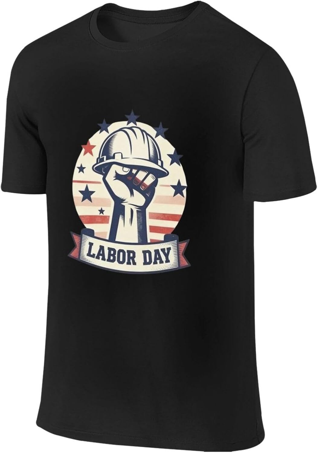 American Labor Pride Men's Double-Sided Cotton Crew Neck T-Shirt Soft - Black