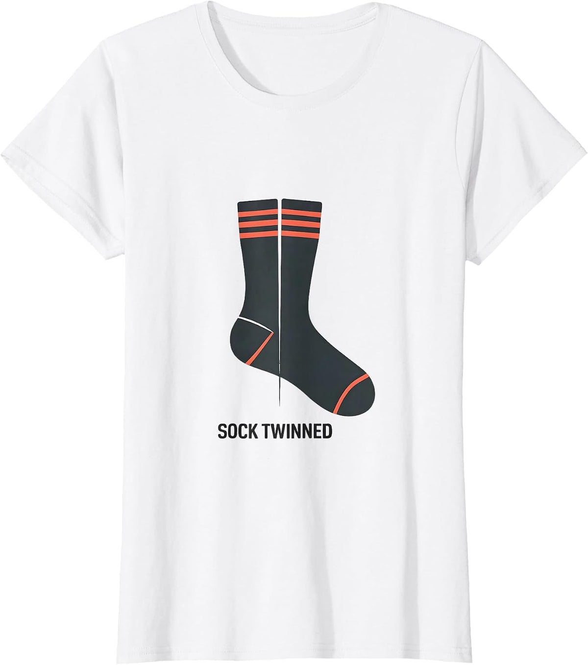 Sock Twinned Minimalist Twin Day Spirit Week Matching T-Shirt - White