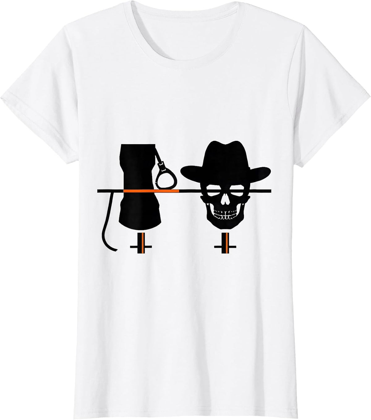 Horse Skeleton Cowboy Gothic Halloween Costume Equestrian T-Shirt - White