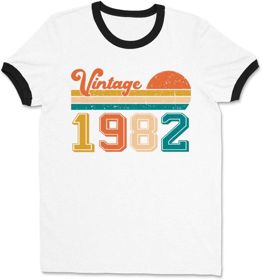 Vintage 1982 Ringer Tee Shirt Unisex - White\/Black