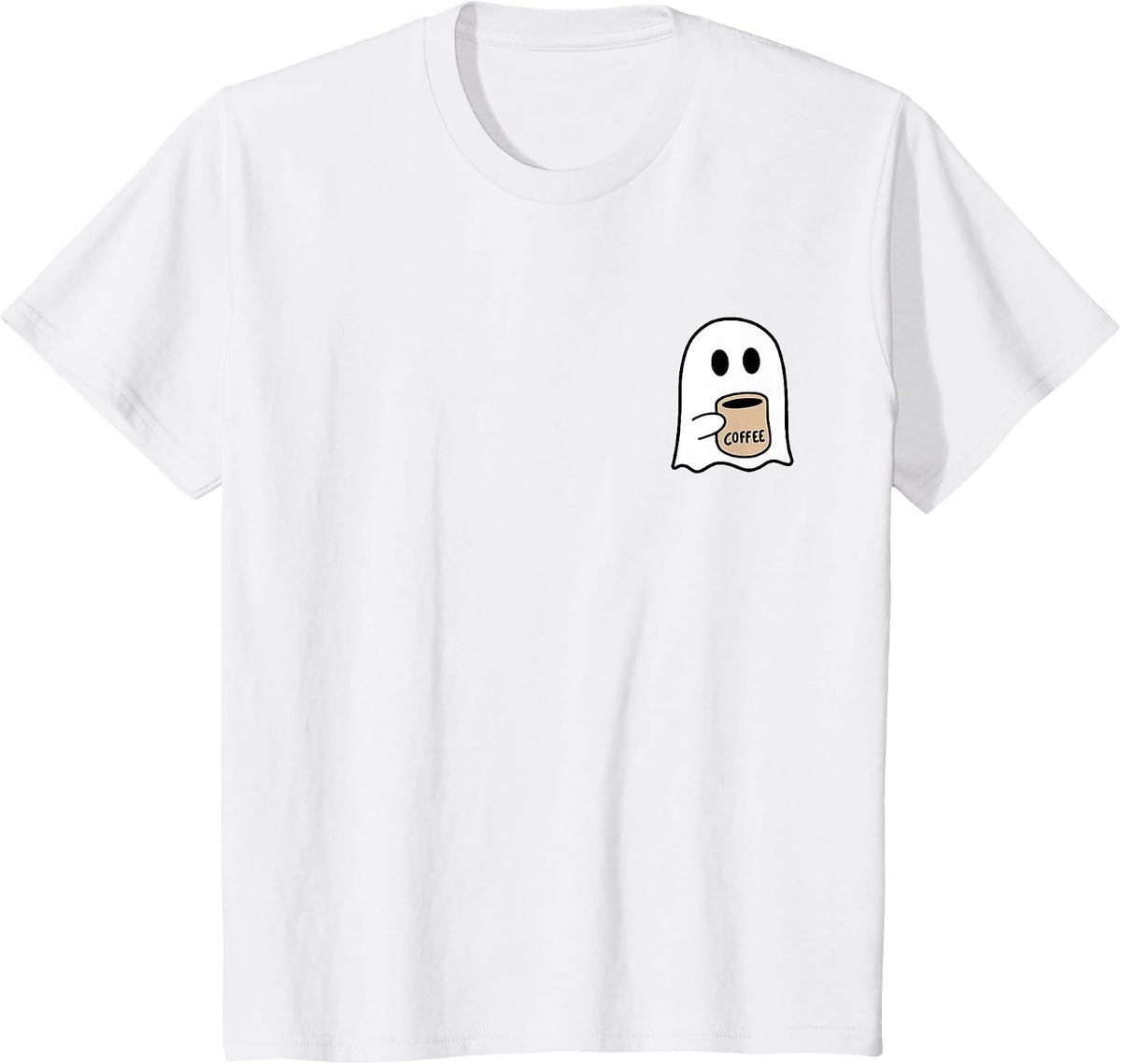 Ghost Drinking Coffee Funny Halloween Costume Coffee Lover T-Shirt - White