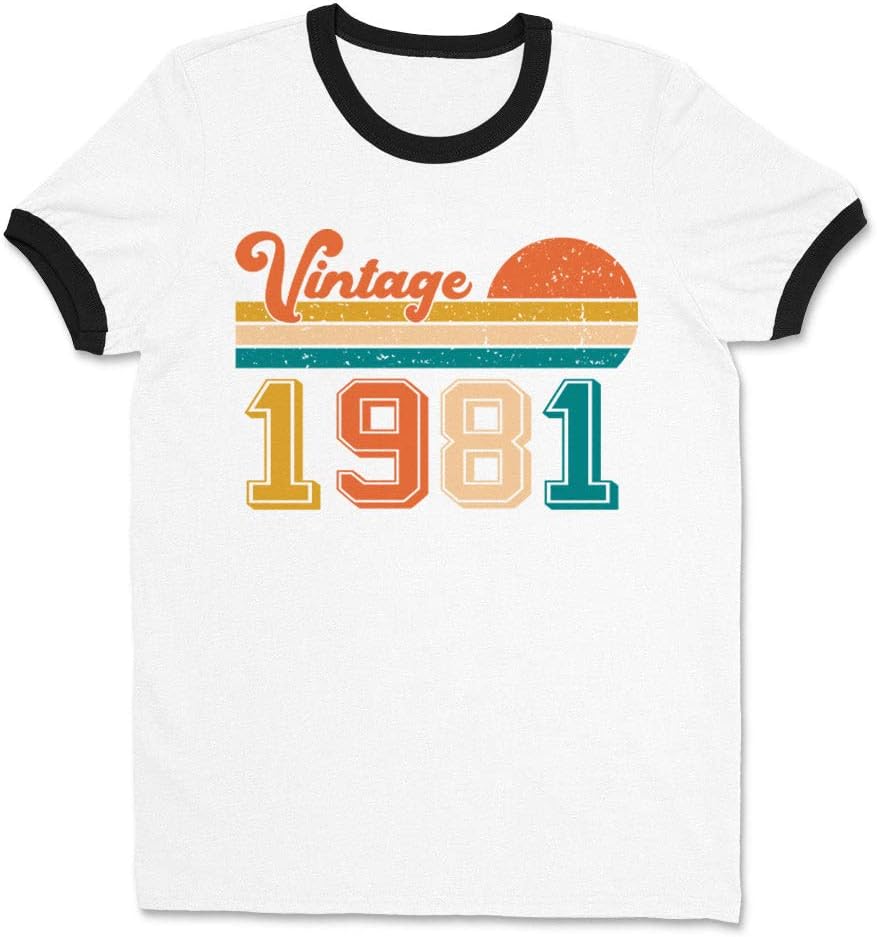 Vintage 1981 Ringer Tee Shirt Unisex - White\/Black