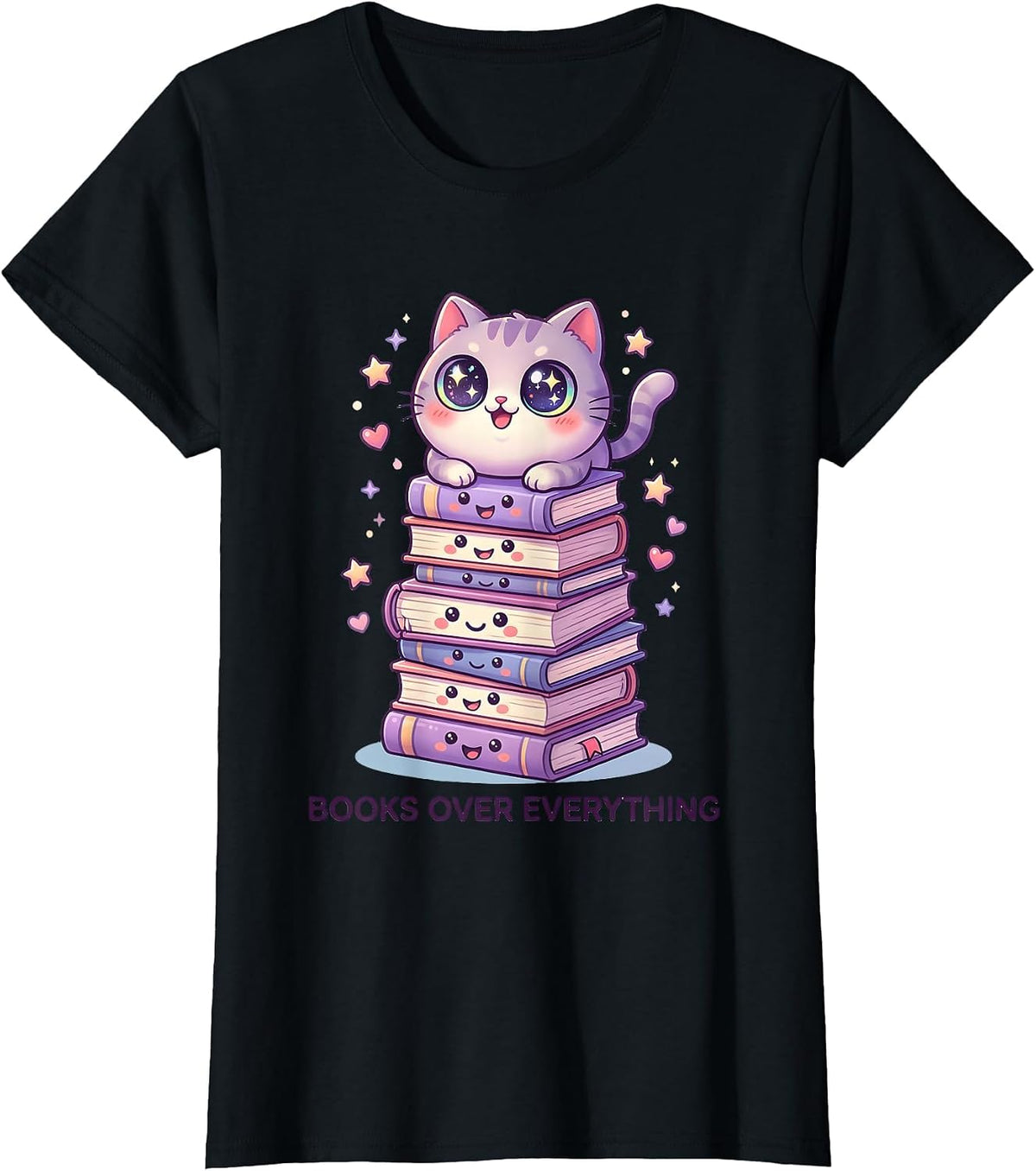 Books Over Everything Reading Teacher Design T-Shirt - Black