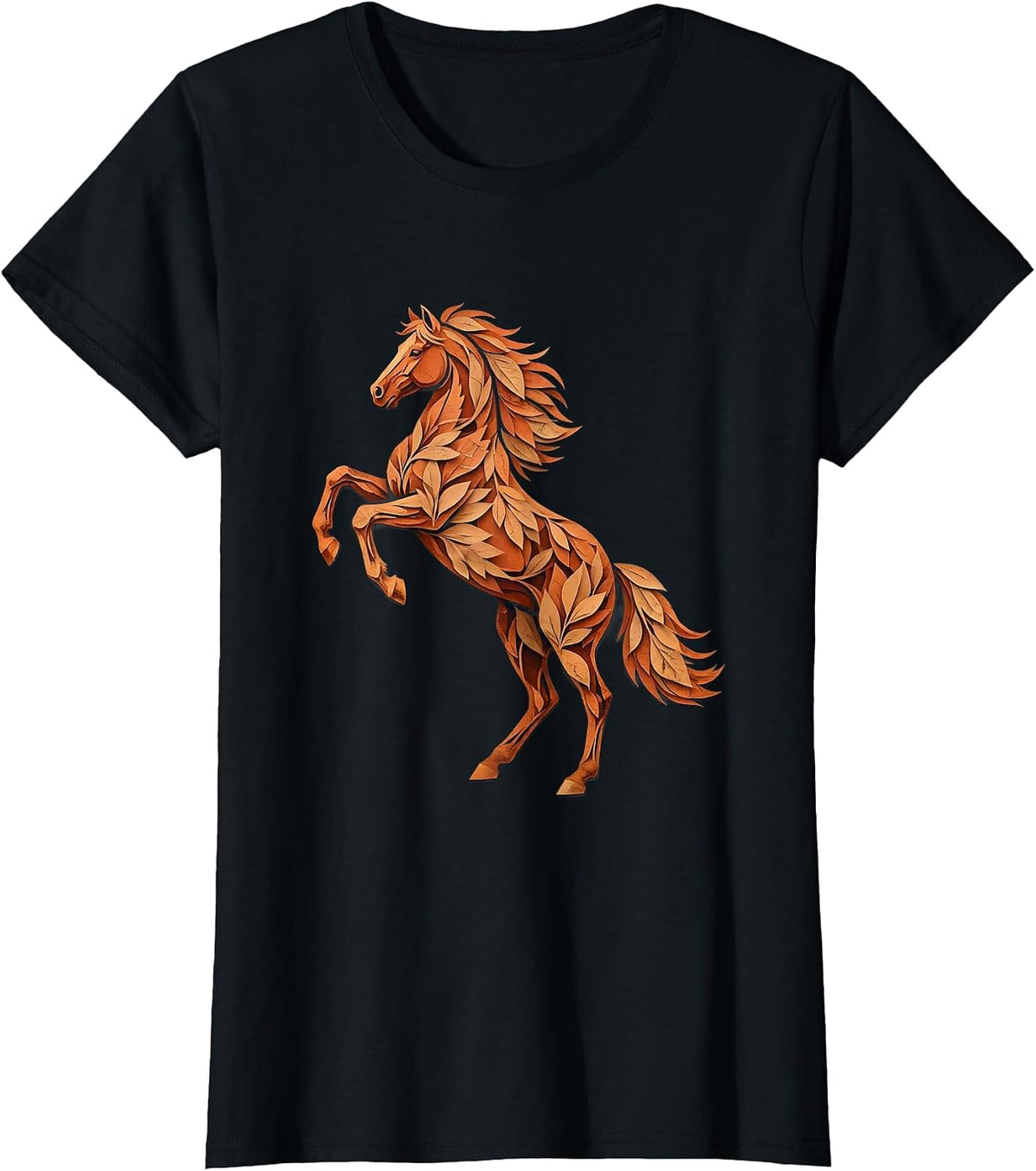 Horse Silhouette Fiery Sunset Graphic Design T-Shirt - Black