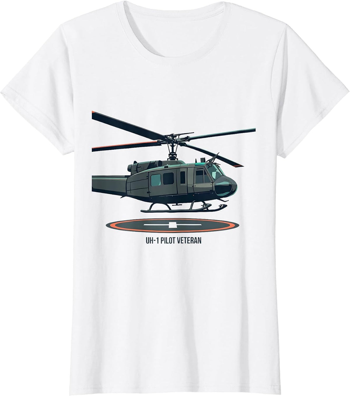 UH-1 Pilot Veteran Flat Vector Military Aviation Veteran T-Shirt - White