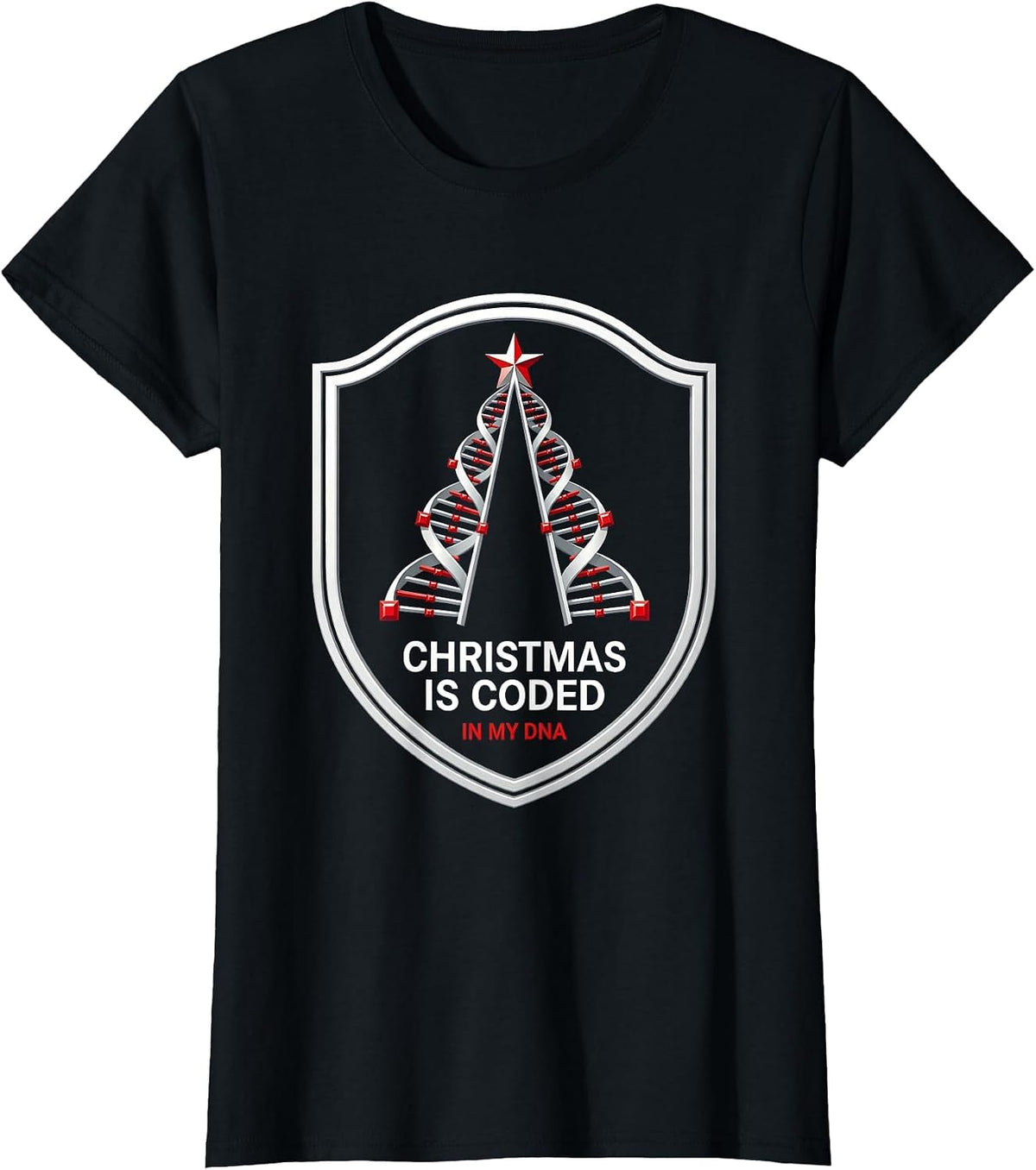 Christmas Is Coded in My DNA Funny Science Teacher Gift T-Shirt - Black