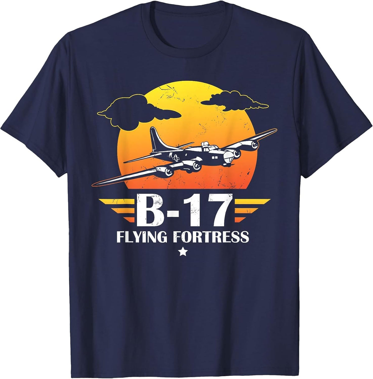 B-17 Flying Fortress Gift, Air Force, Aviation Design T-Shirt - Navy Blue
