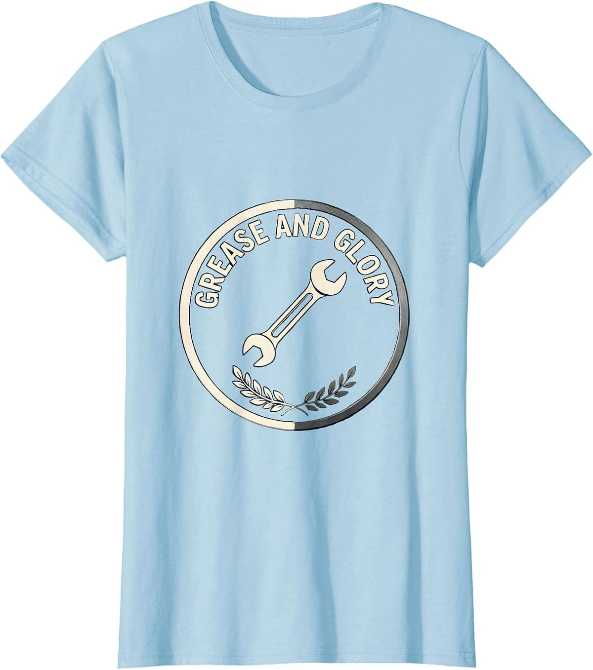 Grease and Glory Blue Collar Worker Design T-Shirt - Baby Blue