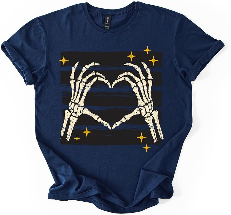 Skeleton Retro Halloween Graphic Tee - Navy