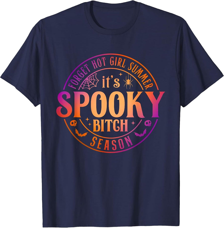 It's Spooky Bitch Season Funny Witch Halloween Tee T-Shirt - Navy Blue