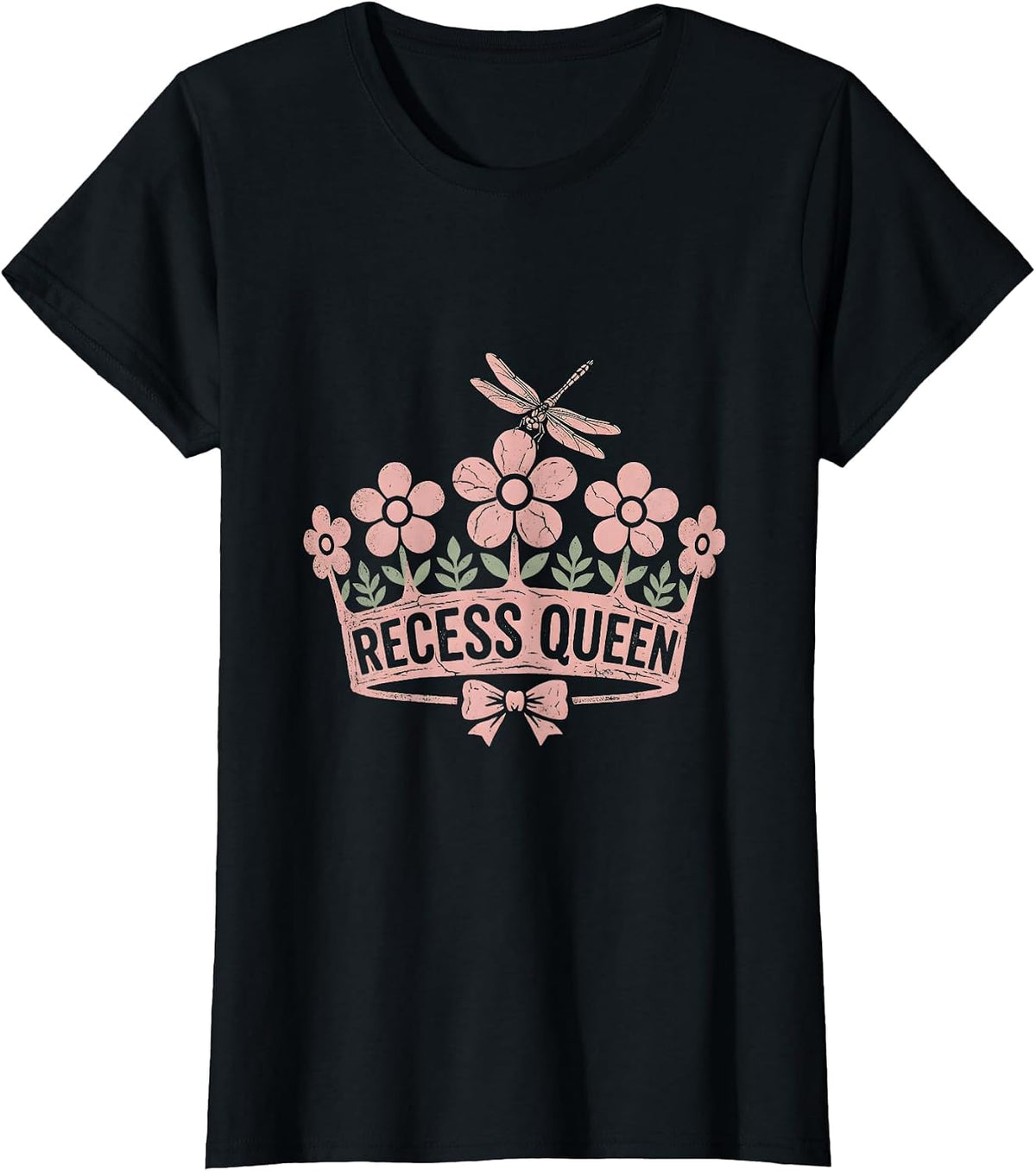 Recess Queen 4th Grade School Design T-Shirt - Black