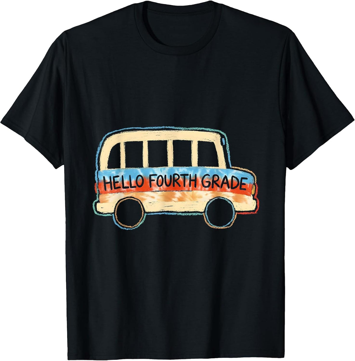 Men's Hello Fourth Grade Naive Kidcore Back To School Grade Level T-Shirt - Black