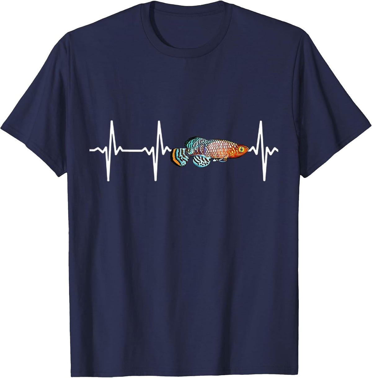 Killifish Heartbeat for Fishkeeping Aquarium Lovers T-Shirt - Navy Blue
