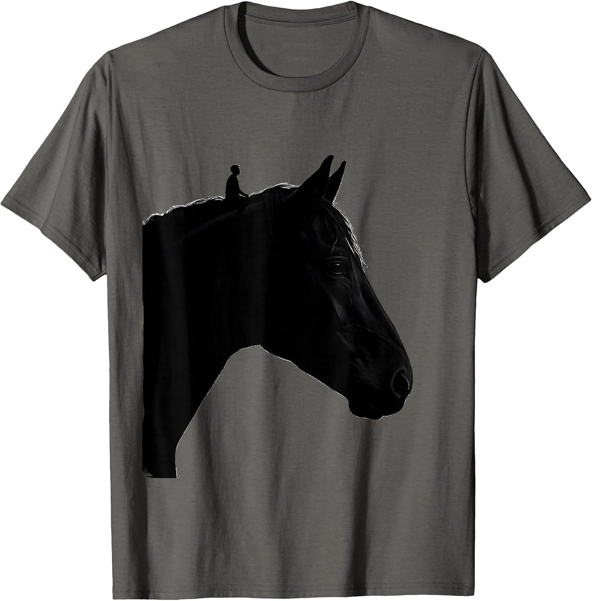 Horse Head Silhouette Funny Horse Lover Humor T-Shirt - Asphalt Grey