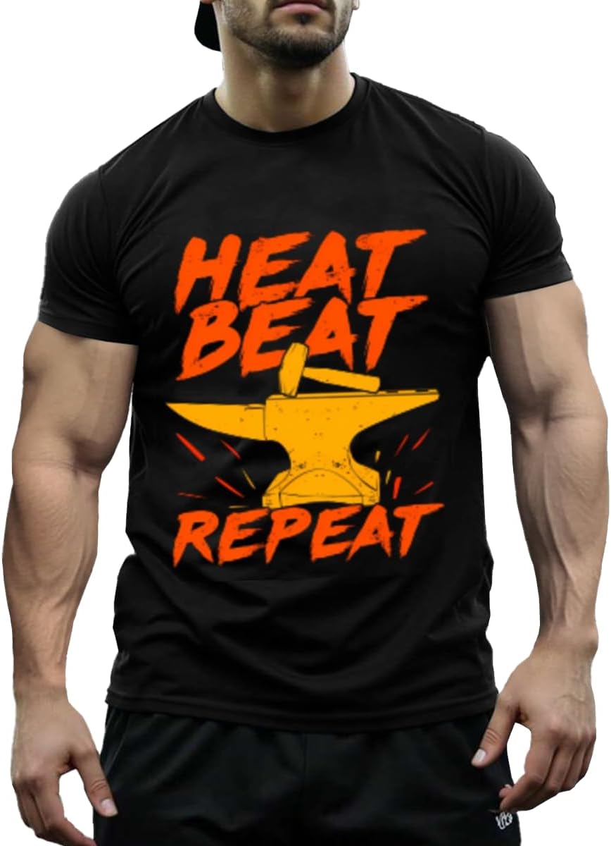 T-Shirts,Halloween Coding Boo Lean,Casual, Unisex Graphic Tee - Heat Beat Repeat Blacksmith