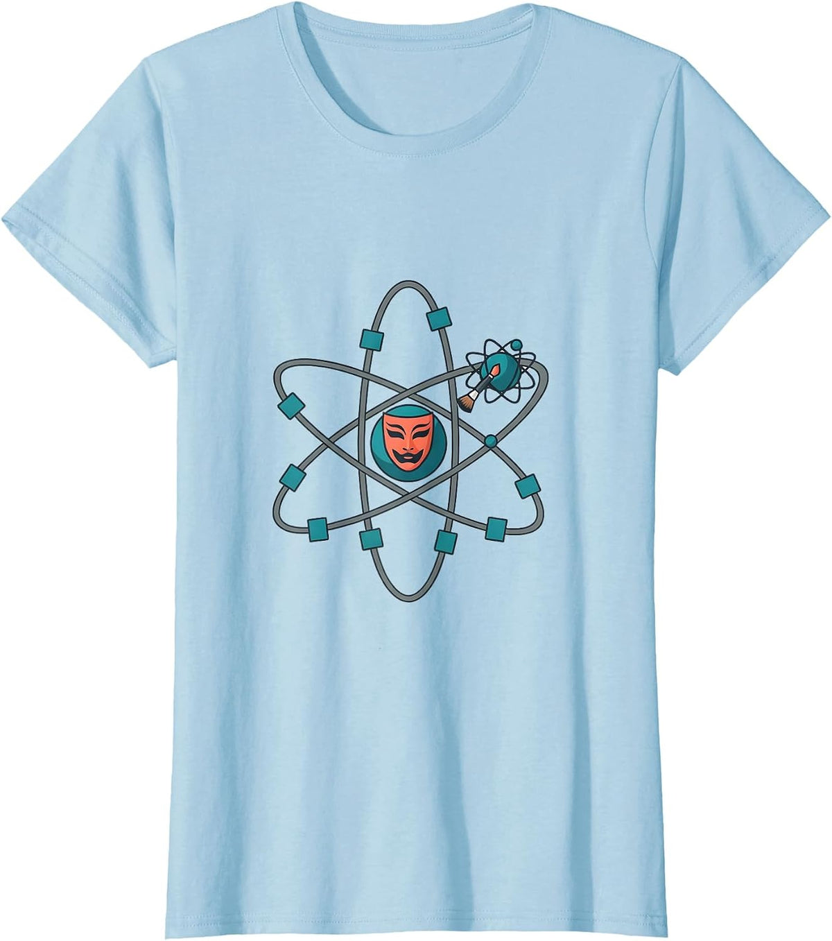 Atom Makeup Mask Science Nerd Humor Gift T-Shirt - Baby Blue