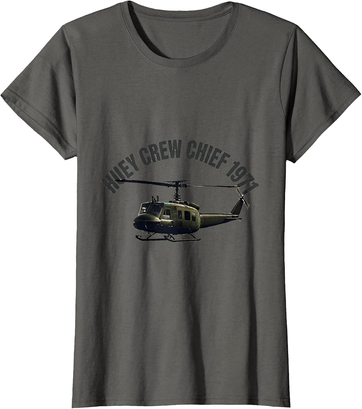 Women's Huey Crew Chief 1971 Military Helicopter Pilot Vietnam T-Shirt - Asphalt Grey