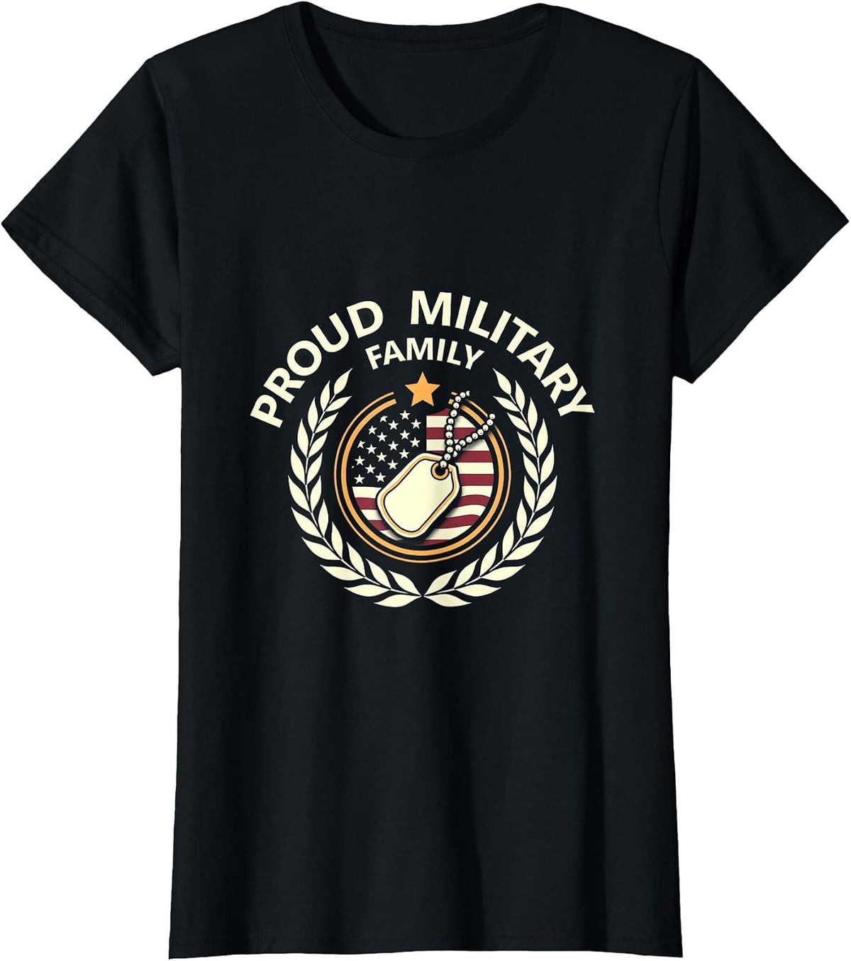 Proud Military Family Patriotic Support Design T-Shirt - Black