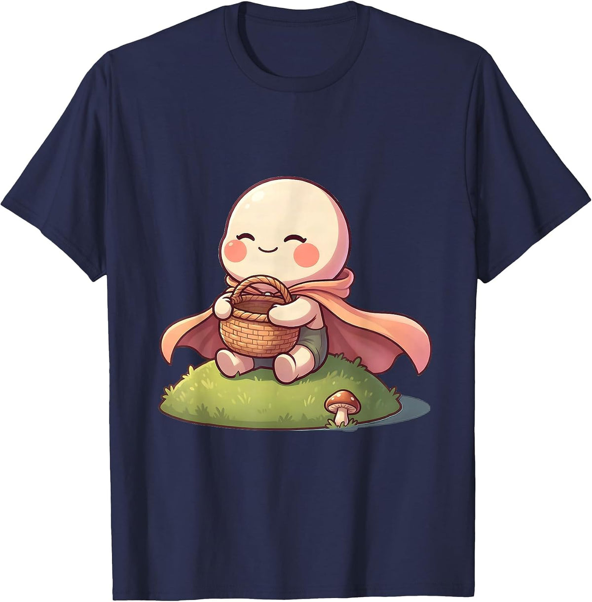 Chibi Forager Cute Kawaii Morel Hunter Gift T-Shirt - Navy Blue
