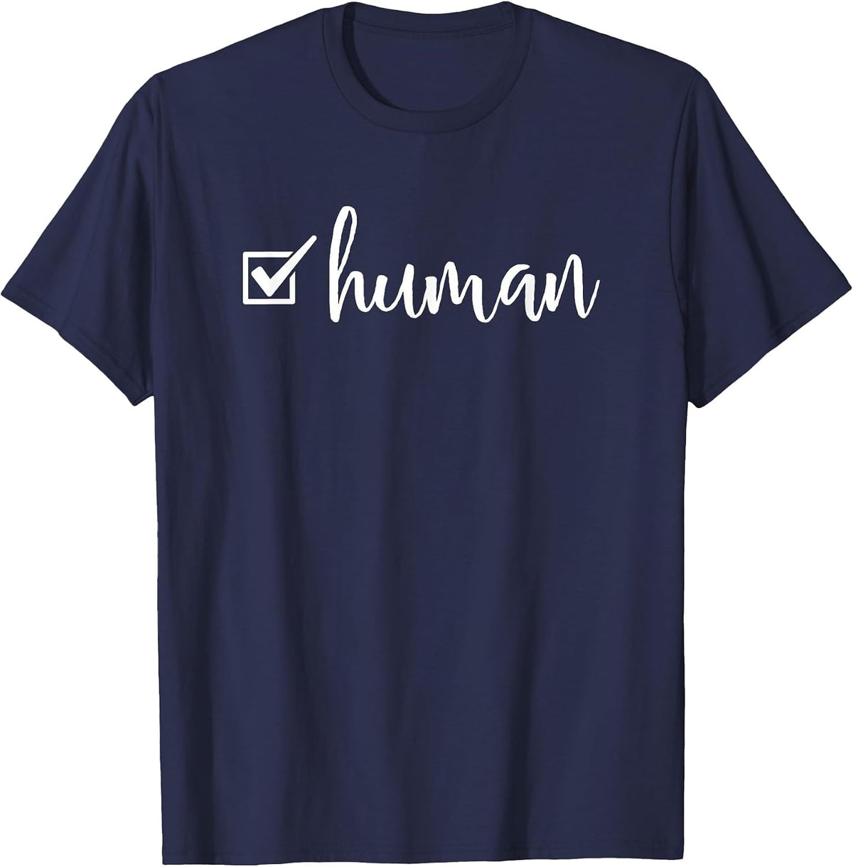 Human Checkmark Inspirational Motivational Novelty Art T-Shirt - Navy Blue