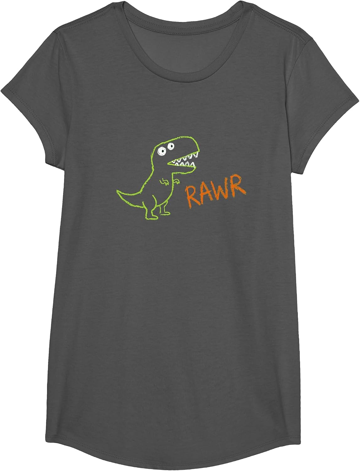 Rawr Dinosaur Kids Design for Little Paleontologists T-Shirt - Girls Asphalt Grey