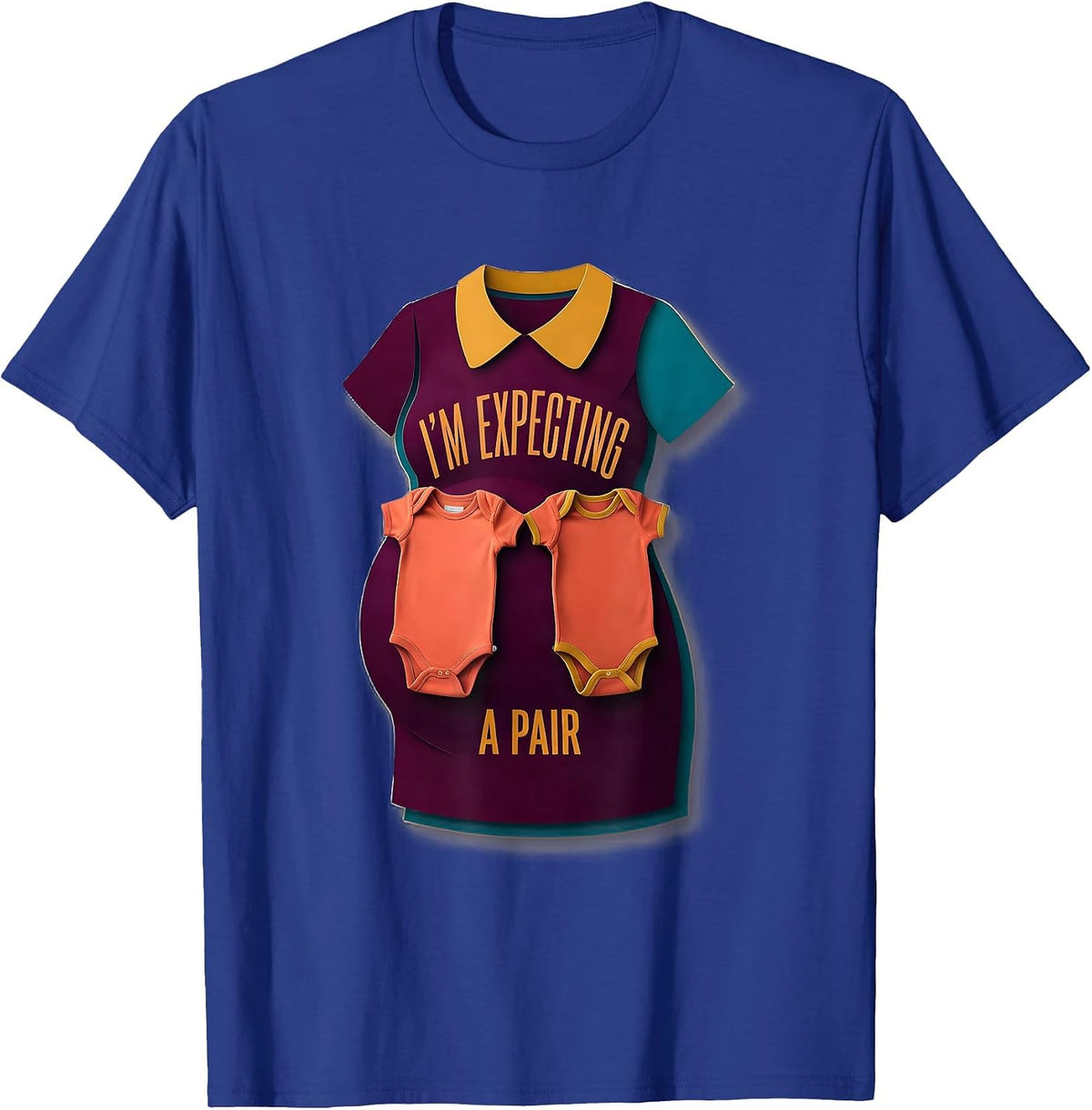 I’m Expecting A Pair Funny Twin Mom Pregnancy Announcement T-Shirt - Royal Blue