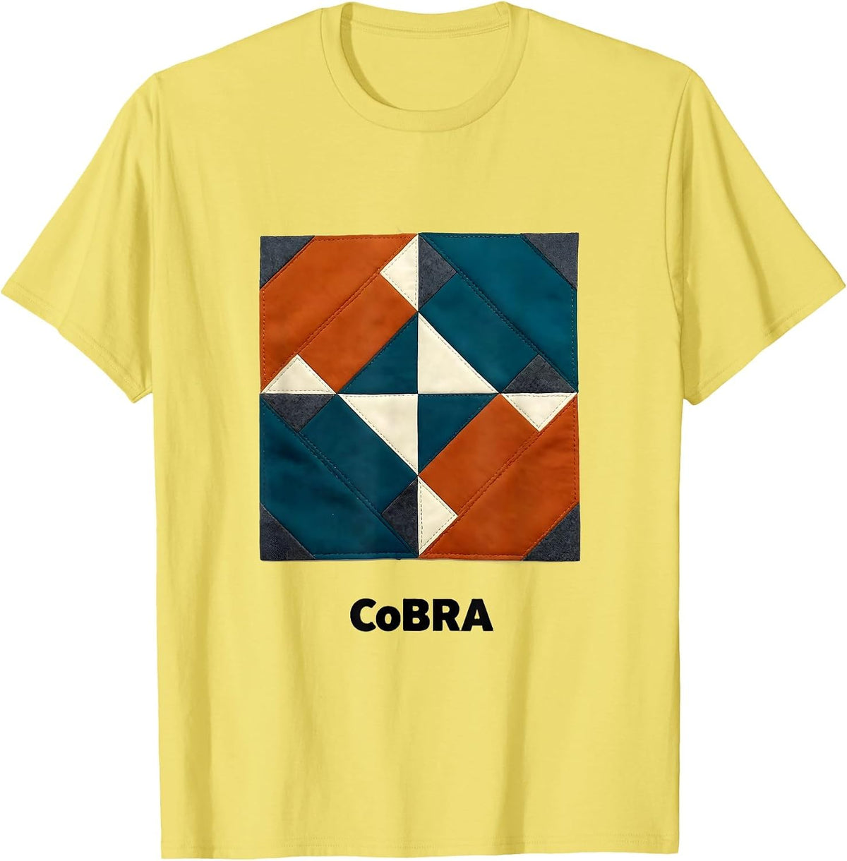 Men's CoBRa Quilt Block Patchwork Science Nerd Humor Chemistry T-Shirt - Lemon Yellow