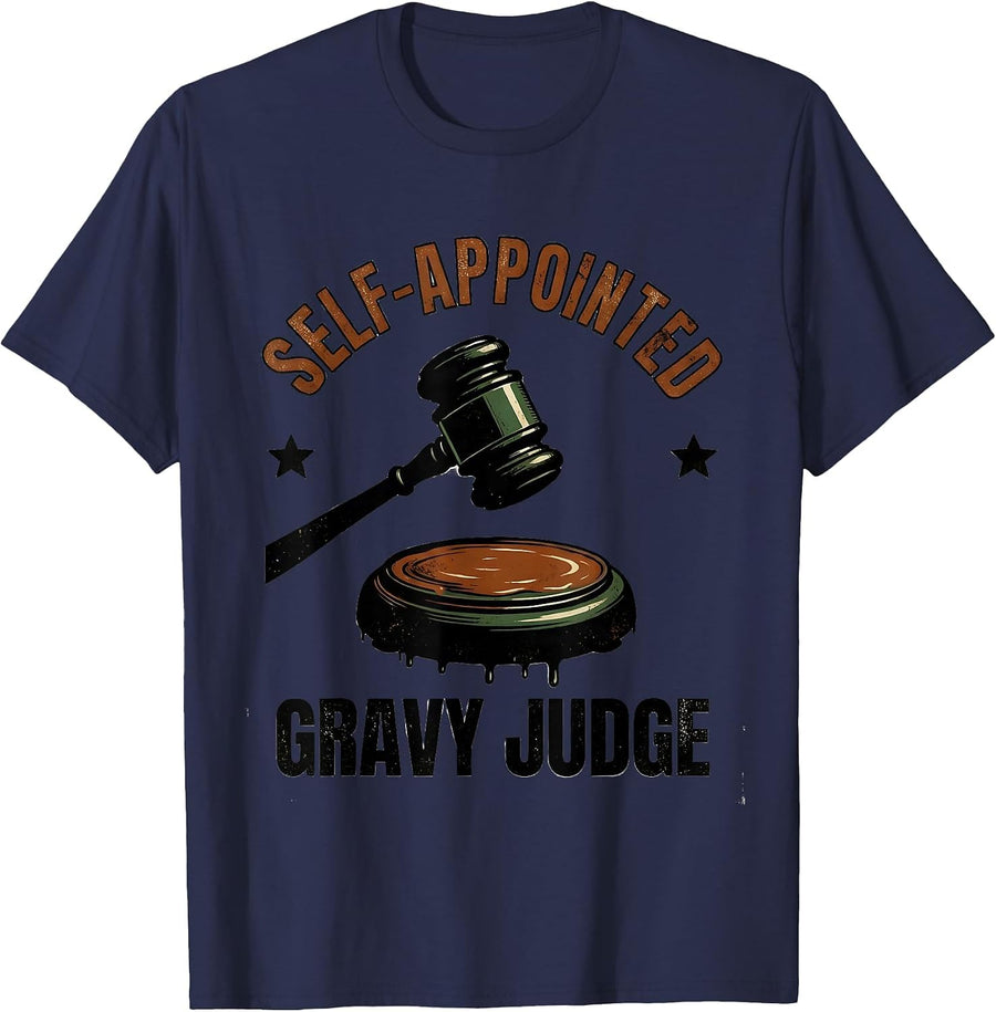 Self-Appointed Gravy Judge Vintage Funny Thanksgiving Dinner T-Shirt - Navy Blue