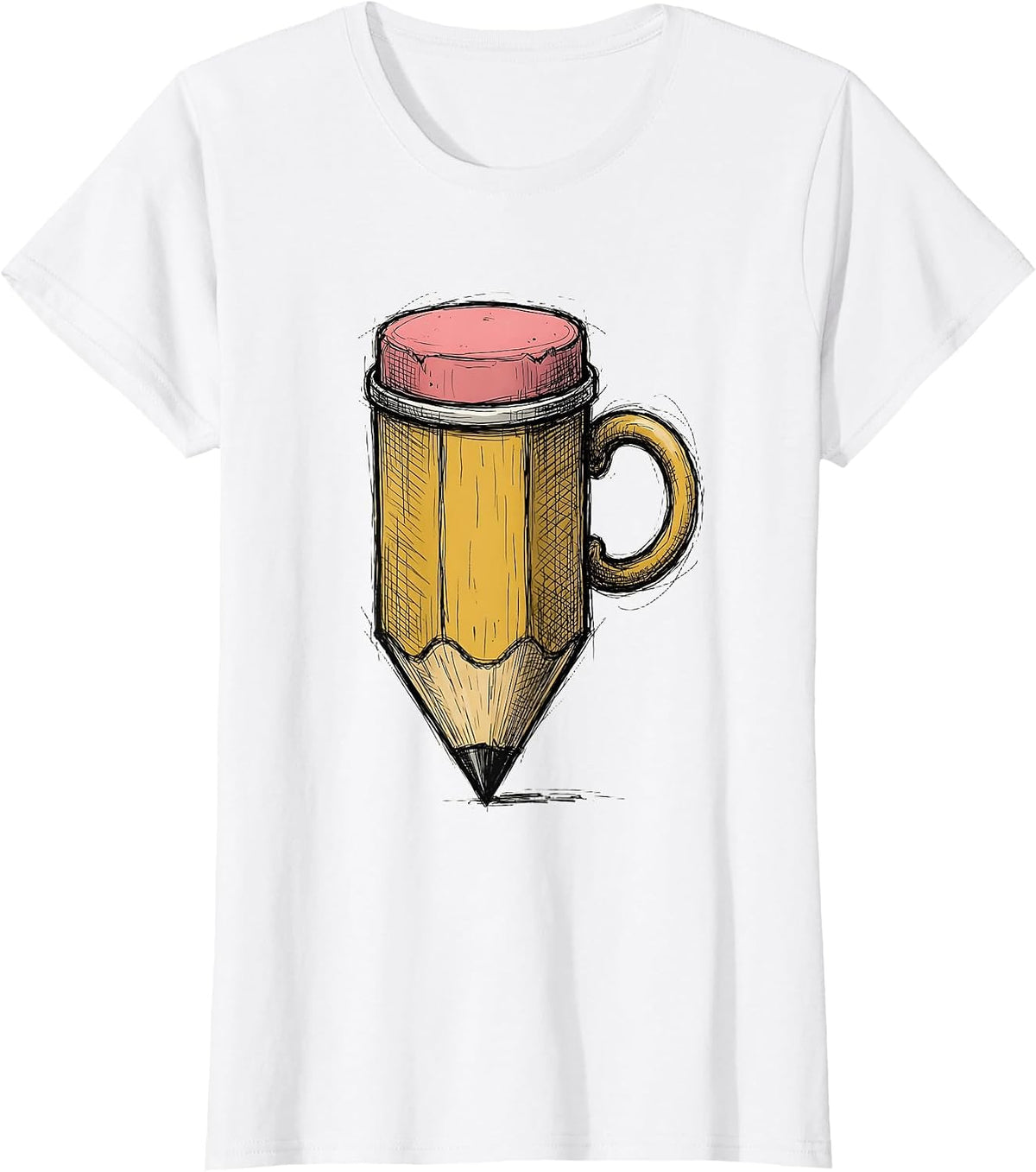 4th Grade Teacher Pencil Coffee Mug Graphic T-Shirt - White