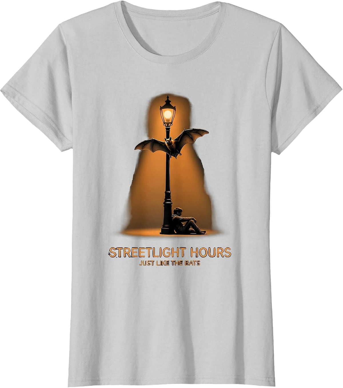 Streetlight Hours, Just Like The Bats Funny Bat Lover T-Shirt - Silver Grey