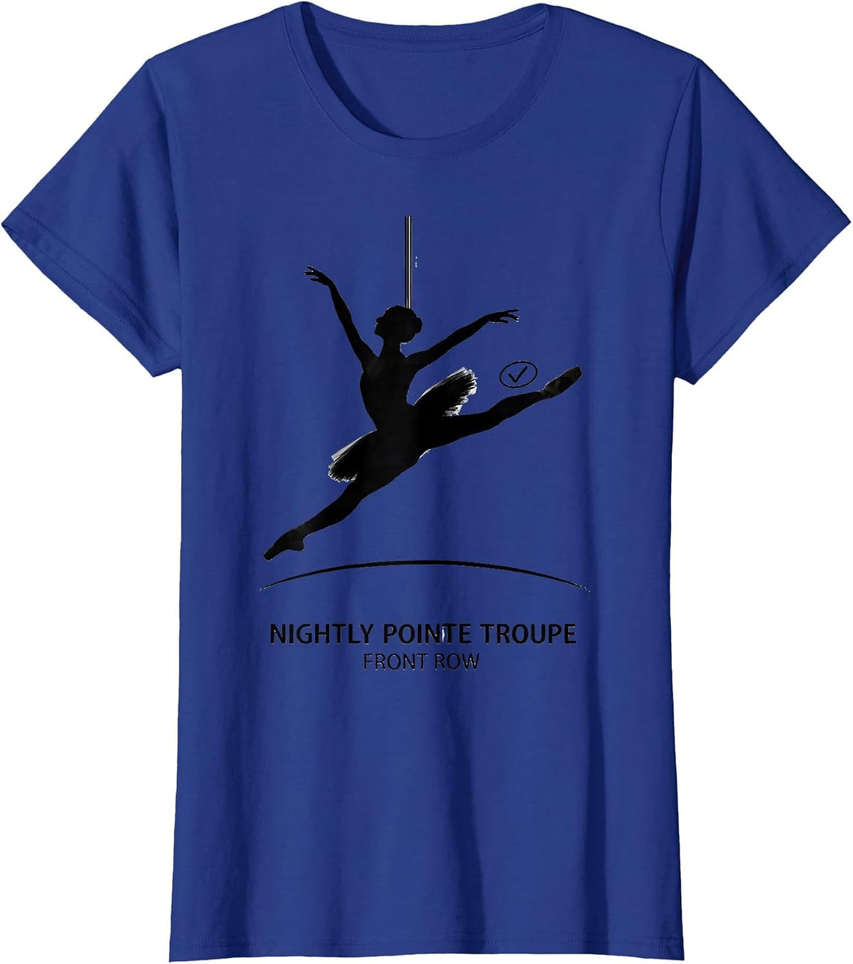 Women's Nightly Pointe Troupe Front Row Skeleton Ballerina Halloween T-Shirt - Royal Blue