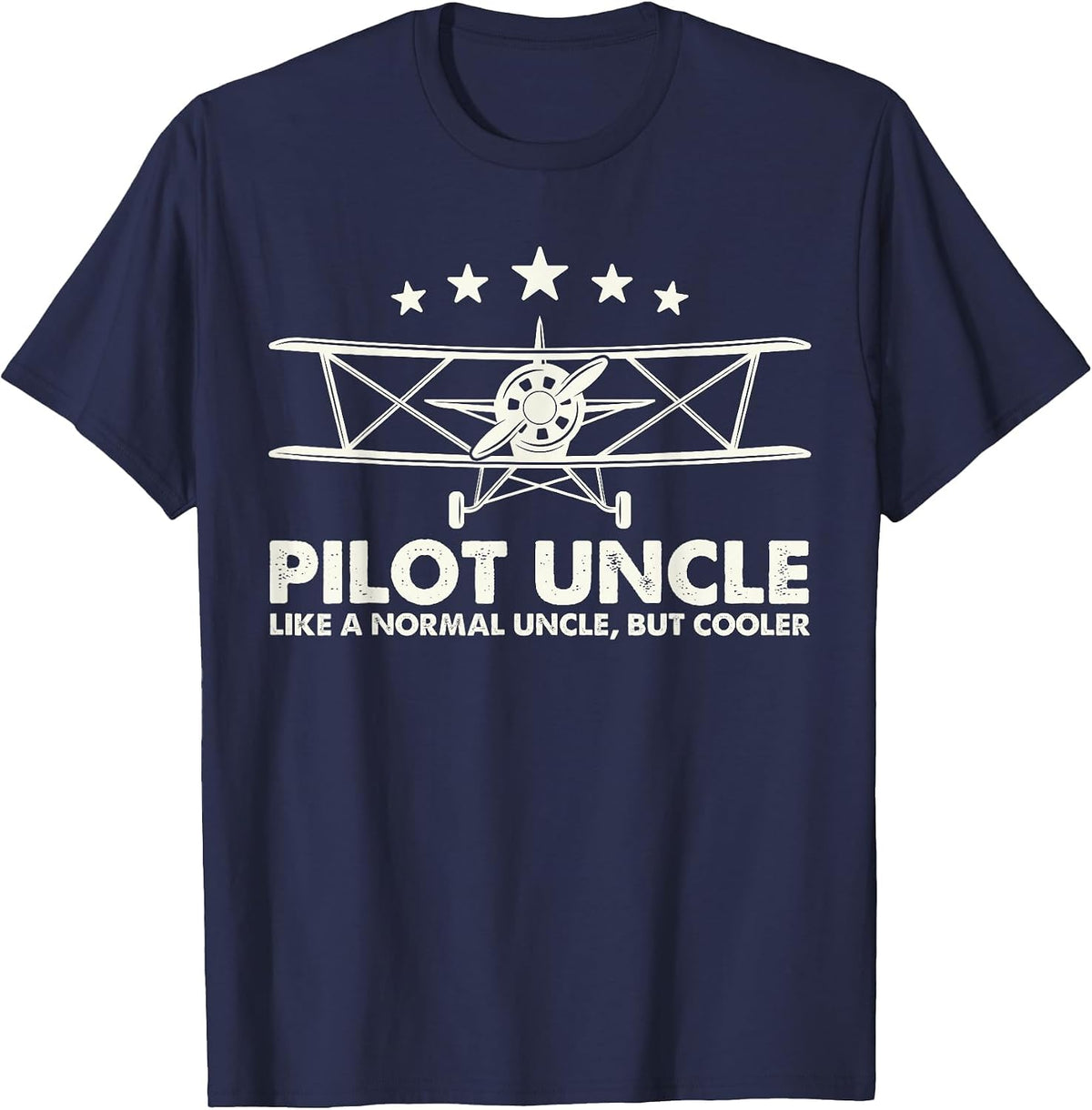 Pilot Uncle Like A Normal Uncle But Cooler Plane Aviation T-Shirt - Navy Blue