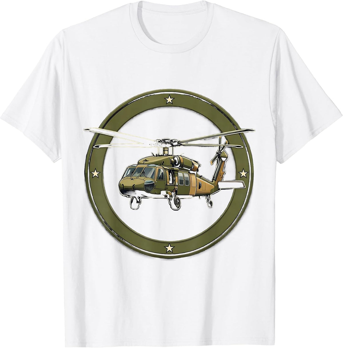 Men's Black Hawk Helicopter Veteran Military Aviation Pride T-Shirt - White