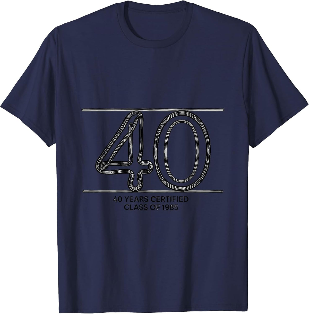 Men's 40 Years Certified Class of 1985 Vintage Milestone Birthday T-Shirt - Navy Blue