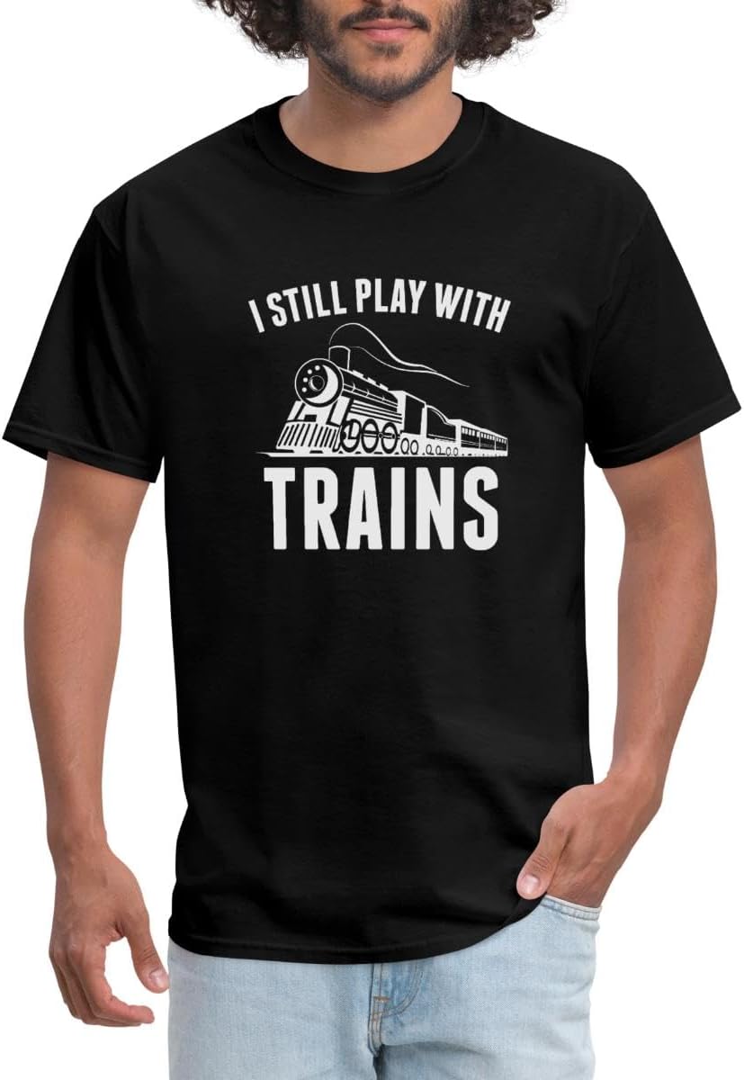 Spreadshirt Model Railroader I Still Play with Trains Men's T-Shirt - Black
