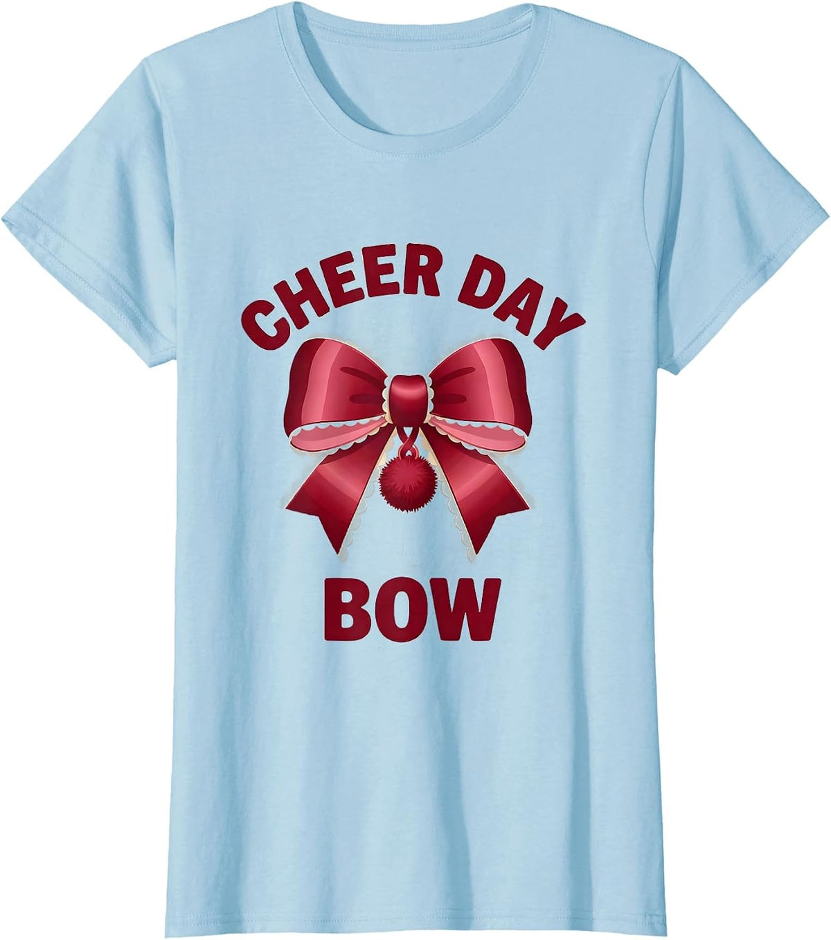 Women's Cheer Day Bow Coquette Ribbon State Pride Sport Gift T-Shirt - Baby Blue