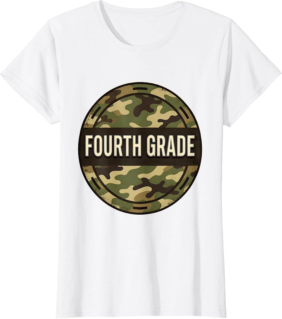 Fourth Grade Bold Distressed Camo Back To School Boys T-Shirt - White
