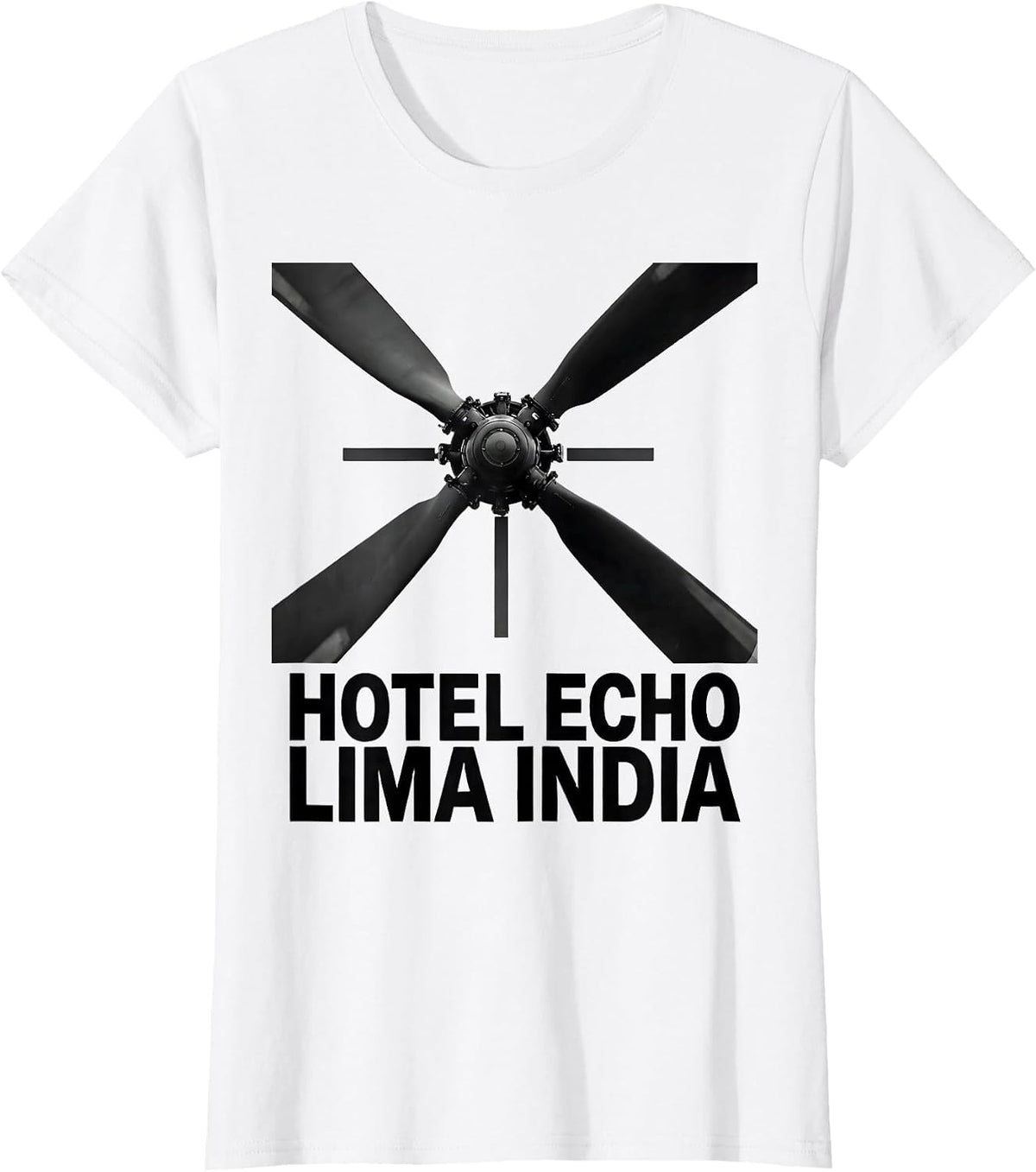 Women's Hotel Echo Lima India Monochromatic Phonetic Alphabet Pilot T-Shirt - White