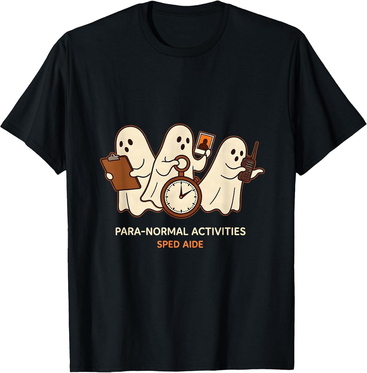 Men's Para-Normal Activities SPED Aide Ghost Teacher Halloween T-Shirt - Black